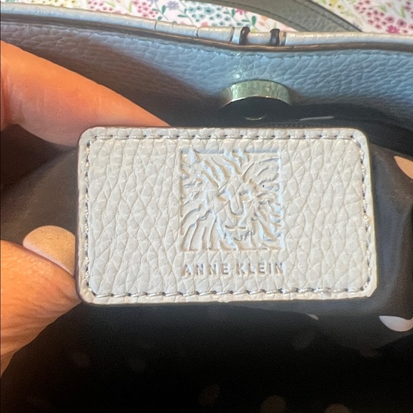 Anne Klein Light Blue Pebbled Shoulder Bag with Gold Accent - Picture 5 of 8